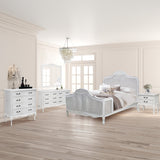 Alice 3pc Set 2 Bedside Tallboy Storage Cabinet Side End Table Distressed White - Front View