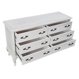 Alice Dresser Mirror 6 Chest of Drawers Tallboy Storage Cabinet Distressed White - Rear View