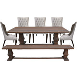 Florence 7pc Dining Table Set 230cm 5 Chair 1 Seat Bench French Provincial