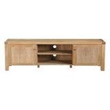 Woodland 180cm ETU Entertainment TV Unit Timber Wood 2 Door Natural - Front View