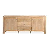 Woodland 140cm Buffet Table Cabinet Timber Wood 3 Drawer 2 Door Natural - Side View
