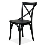 Rustica 6pc Set Dining Chair X-Back Solid Timber Wood Seat Black - Top-Down View