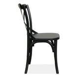 Rustica 6pc Set Dining Chair X-Back Solid Timber Wood Seat Black - 45-Degree Angle