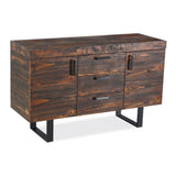 Rustica 150cm Buffet Table Cabinet Solid Pine Wood 3 Drawer 2 Door Black - Side View