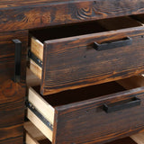 Rustica 150cm Buffet Table Cabinet Solid Pine Wood 3 Drawer 2 Door Black - Top-Down View
