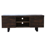 Rustica 160cm ETU Entertainment TV Unit Solid Pine Wood 2 Door Black - Front View