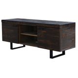 Rustica 160cm ETU Entertainment TV Unit Solid Pine Wood 2 Door Black - Side View
