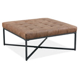 Chelsea Fabric Square Ottoman Footstool Bench Dark Brown - Side View