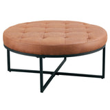 Chelsea Round Ottoman Footstool Bench Light Brown - Side View