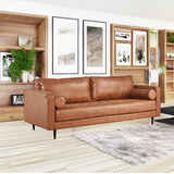 Chelsea 2 Seater Sofa Fabric Uplholstered Lounge Couch Light Brown - Front View