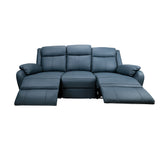 Bella 3+1+1 Seater Electric Recliner Genuine Leather Upholstered Lounge - Blue - Top-Down View