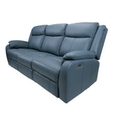 Bella 3+1+1 Seater Electric Recliner Genuine Leather Upholstered Lounge - Blue - 45-Degree Angle