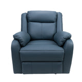 Bella 3+1+1 Seater Electric Recliner Genuine Leather Upholstered Lounge - Blue - Close-Up Angle