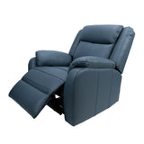 Bella 3+1+1 Seater Electric Recliner Genuine Leather Upholstered Lounge - Blue - Low Angle