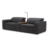 Hallie  2 Seater Genuine Leather Sofa Lounge Electric Powered Recliner Graphite - Side View