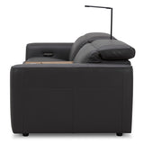 Hallie  2 Seater Genuine Leather Sofa Lounge Electric Powered Recliner Graphite - 45-Degree Angle