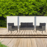 Byron 3pc Rattan Outdoor Sofa Set 2 Seater Wicker Lounge 2 Arm Chair - Front View