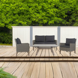 Byron 4pc Rattan Outdoor Sofa Set 2 Seater Wicker Lounge White Coffee Table - Front View