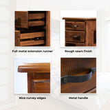 Umber Bedside Tables 3 Drawers Storage Cabinet Shelf Side End Table - Dark Brown - 45-Degree Angle