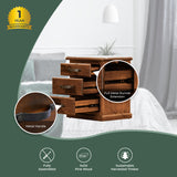 Umber Bedside Tables 3 Drawers Storage Cabinet Shelf Side End Table - Dark Brown - Top-Down View