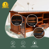 Umber ETU Entertainment TV Unit 166cm 2 Door 1 Drawer Solid Pine Wood - Dark Brown - Top-Down View