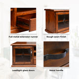 Umber ETU Entertainment TV Unit 166cm 2 Door 1 Drawer Solid Pine Wood - Dark Brown - 45-Degree Angle