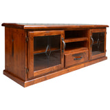 Umber ETU Entertainment TV Unit 166cm 2 Door 1 Drawer Solid Pine Wood - Dark Brown - Rear View