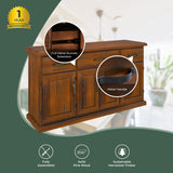 Umber Buffet Table 163cm 4 Door 3 Drawer Solid Pine Timber Wood - Dark Brown - 45-Degree Angle