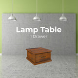 Umber Lamp Table Solid Pine Wood 1 Drawer Coffee Side Desk Sofa End - Dark Brown - Front View