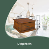 Umber Lamp Table Solid Pine Wood 1 Drawer Coffee Side Desk Sofa End - Dark Brown - Side View