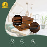 Umber Lamp Table Solid Pine Wood 1 Drawer Coffee Side Desk Sofa End - Dark Brown - Top-Down View