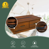 Umber Coffee Table 127cm 2 Drawer Solid Pine Timber Wood - Dark Brown - Top-Down View