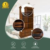Umber Bookshelf Bookcase 4 Tier Drawers Solid Pine Timber Wood - Dark Brown - Top-Down View