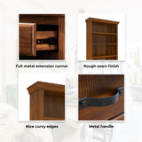 Umber Bookshelf Bookcase 4 Tier Drawers Solid Pine Timber Wood - Dark Brown - 45-Degree Angle