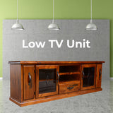 Umber ETU Entertainment TV Unit 220cm 2 Door 1 Drawer Pine Wood - Dark Brown - Front View