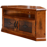Umber Corner ETU Entertainment TV Unit 126cm 2 Door Solid Pine Wood - Dark Brown - Rear View