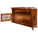 Umber Corner ETU Entertainment TV Unit 126cm 2 Door Solid Pine Wood - Dark Brown - Close-Up Angle