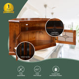 Umber Corner ETU Entertainment TV Unit 126cm 2 Door Solid Pine Wood - Dark Brown - Top-Down View