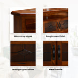 Umber Corner ETU Entertainment TV Unit 126cm 2 Door Solid Pine Wood - Dark Brown - 45-Degree Angle