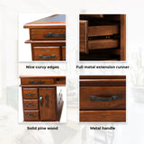 Umber Study Computer Desk 165cm Office Executive Table Solid Wood - Dark Brown - 45-Degree Angle