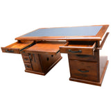 Umber Study Computer Desk 165cm Office Executive Table Solid Wood - Dark Brown - Close-Up Angle