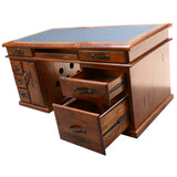 Umber Study Computer Desk 165cm Office Executive Table Solid Wood - Dark Brown - Low Angle