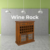 Umber Sideboard Buffet Wine Cabinet Bar Bottle Wooden Storage Rack - Dark Brown - Front View