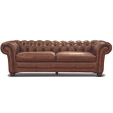 Sonny 3+2.5 Seater Genuine Leather Sofa Chestfield Lounge Couch - Butterscotch - Side View