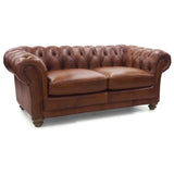 Sonny 3+2.5 Seater Genuine Leather Sofa Chestfield Lounge Couch - Butterscotch - Top-Down View