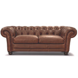 Sonny 3+2.5 Seater Genuine Leather Sofa Chestfield Lounge Couch - Butterscotch - 45-Degree Angle