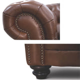 Sonny 3+2.5 Seater Genuine Leather Sofa Chestfield Lounge Couch - Butterscotch - Close-Up Angle