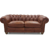 Sonny 2.5 Seater Genuine Leather Sofa Chestfield Lounge Couch - Butterscotch - Top-Down View