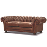 Sonny 2.5 Seater Genuine Leather Sofa Chestfield Lounge Couch - Butterscotch - 45-Degree Angle