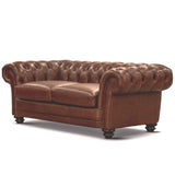 Sonny 2.5 Seater Genuine Leather Sofa Chestfield Lounge Couch - Butterscotch - Rear View